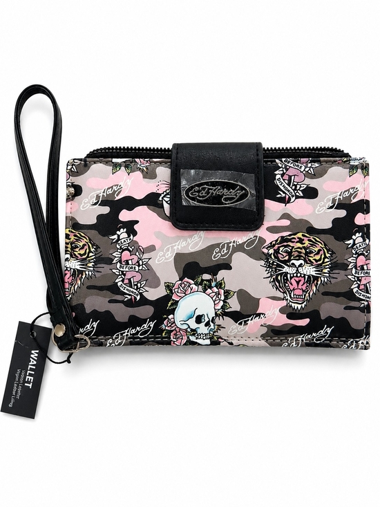Ed Hardy Handbags - Ed Hardy Pink Camouflage Wristlet Wallet